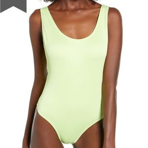 Topshop Ribbed Scoop Neck One Piece Swimsuit